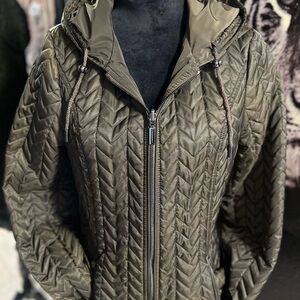 NWOT- GORGEOUS LAUNDRY BROWN REVERSIBLE HOODED COAT SZ M